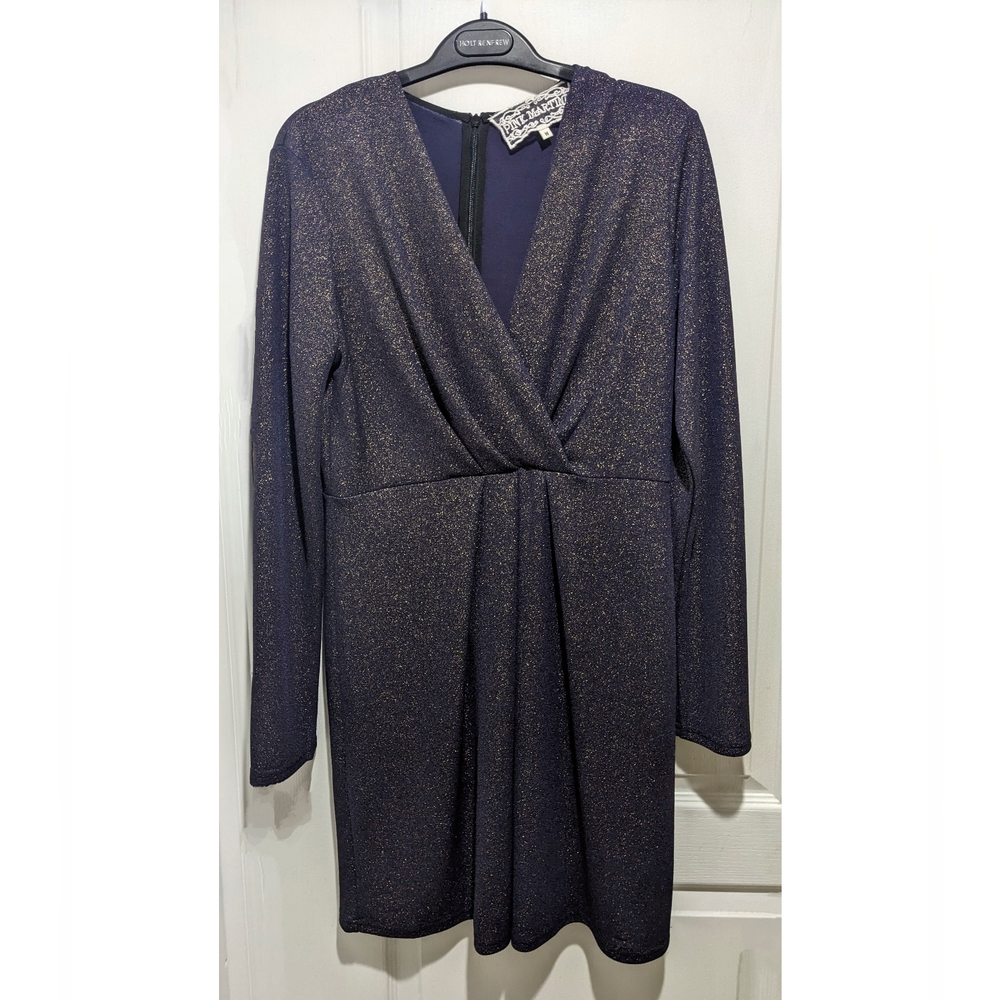 Pink Martini | Long Sleeve Wrap Front Dress in Aubergine Shimmer